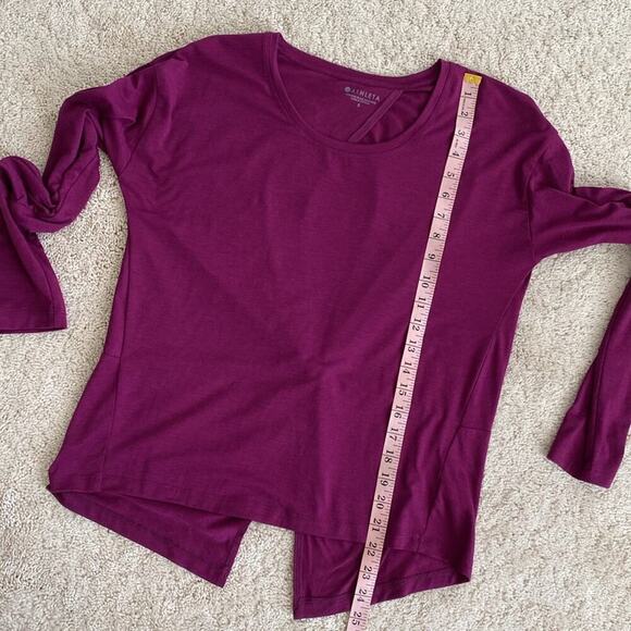 ATHLETA WOMENS ESSENCE TWIST LONG SLEEVE TOP IN Exotic Fuchsia Size M - Picture 11 of 12